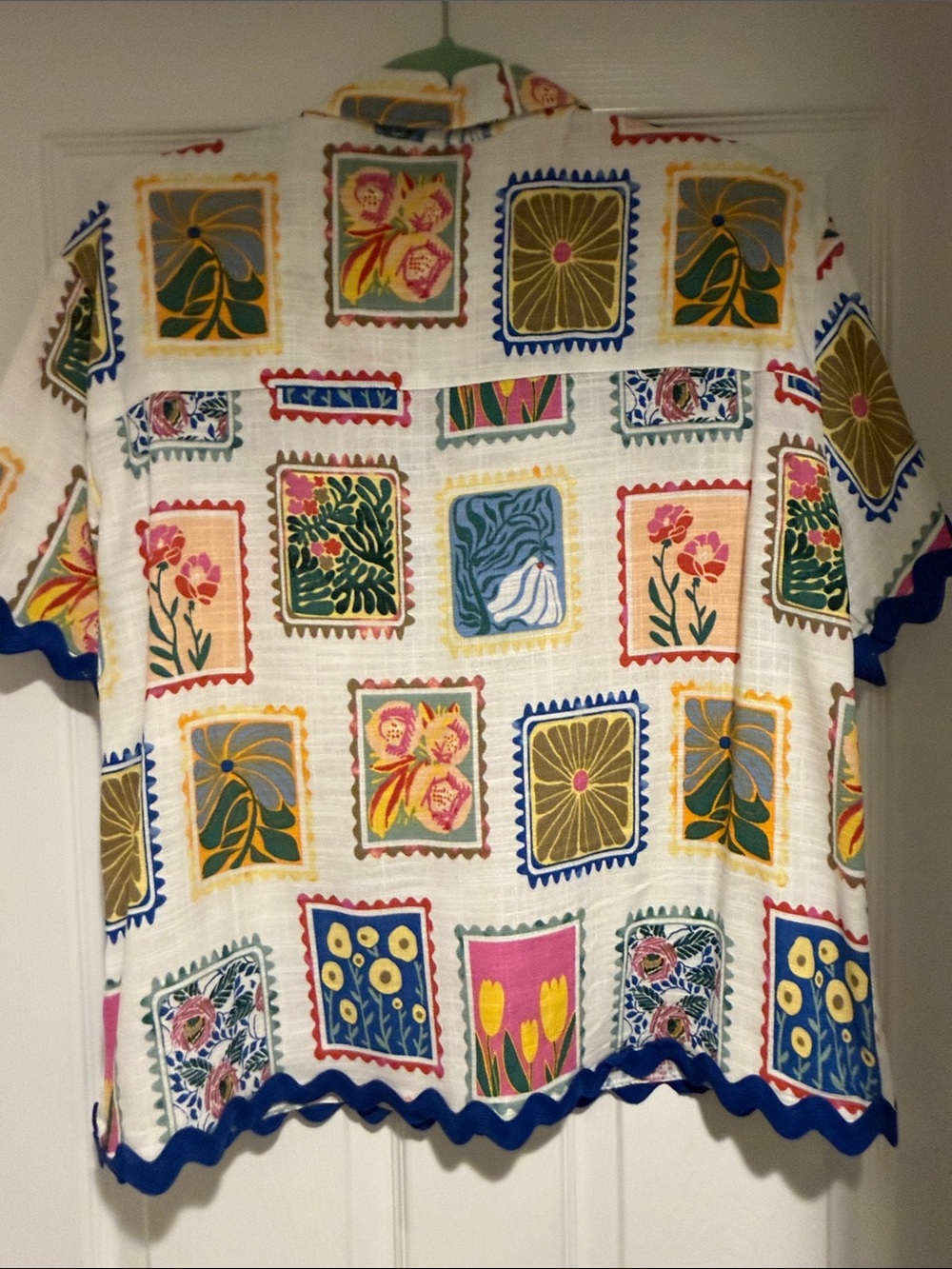 Jane And Delancet Vintage-Inspired Floral Stamp Print Button-Up Top - Multicolor - Picture 5 of 5